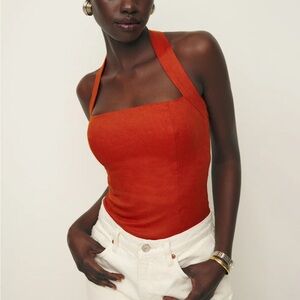 Reformation Malika Linen Halter Top